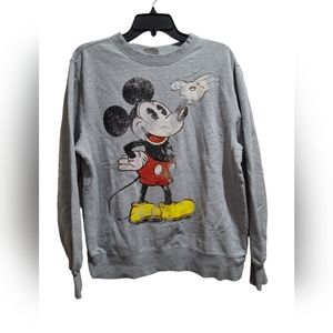 Vintage Disney Store Gray Mickey Mouse Pullover Sweatshirt Men's Small